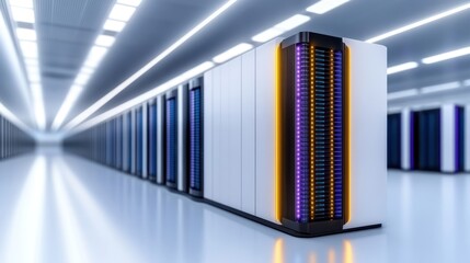 Naklejka premium High-tech server room with advanced data storage units.