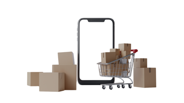 Conceptual Image of Online Shopping with a Smartphone