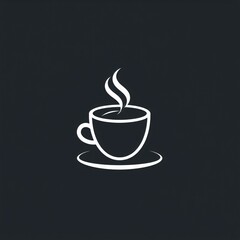 Obraz premium Elegant coffee cup logo design with steam effect on dark background for creative purposes