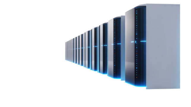 Futuristic Data Center Representing High-Performance Servers