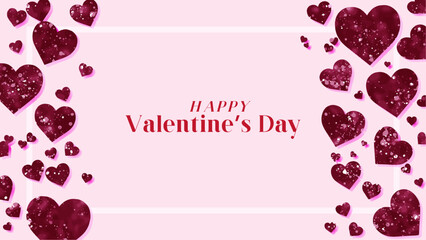 Valentine’s Day greeting card design with soft pink background. Romantic and elegant atmosphere. Uneven heart, abstract, imperfect shaped heart with glitter. Convey love, joy, and celebration.