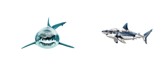 Collection of Stunning Great White Shark Swimming in Deep Blue Ocean Water