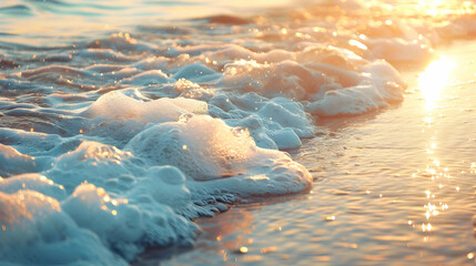 Dynamic Ocean Waves with Foam Rolling onto Beach

