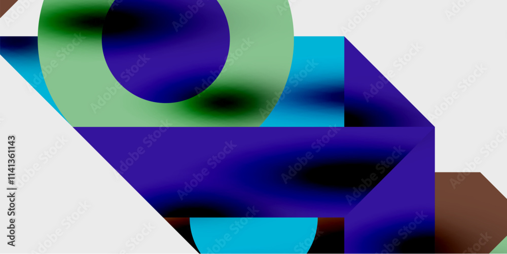 Aufkleber Modern abstract background featuring circles, lines, and triangles in a dynamic geometric composition. Perfect for stylish, tech, or creative-themed designs