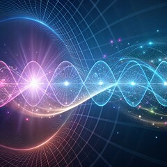Conceptual Depiction of Quantum Algorithms with Energy Waves and Abstract Geometric Patterns

