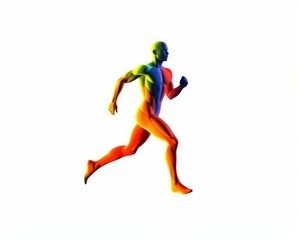 Colorful Human Silhouette Running in a Dynamic Pose with Movement