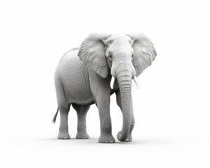 Realistic Elephant Model on White Background for Creative Use