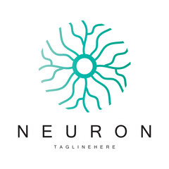 Neuron logo or brain nerve cell logo design, template icon, molecule, atom, brain cell, logo illustration template with vector concept