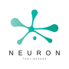 Neuron logo or brain nerve cell logo design, template icon, molecule, atom, brain cell, logo illustration template with vector concept