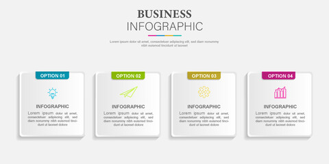 Business Infographic design template Vector with icons and 4 four options or steps. Can be used for process diagram, presentations