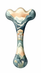 Obraz premium Landscape-etched pet bone toy, white background.