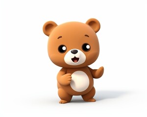 Obraz premium Cute Cartoon Bear Character with Happy Expression and Friendly Gesture