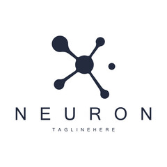 Neuron logo or brain nerve cell logo design, template icon, molecule, atom, brain cell, logo illustration template with vector concept