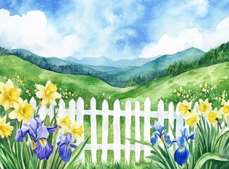 Watercolor, cute and adorable spring background.