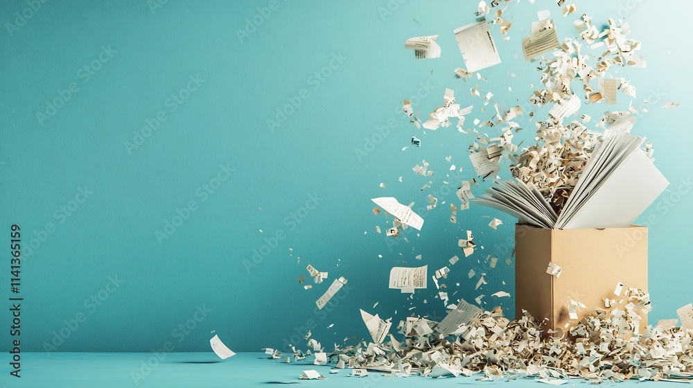 Poster sleek and minimalistic floating document shredder with subtle shadows an elegant solution for secure