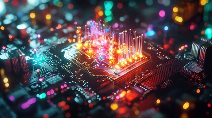 Illuminated Circuitry: A Glowing Microcosm of Technological Innovation