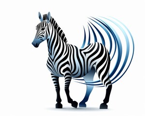 Fototapeta premium Stylized Zebra Illustration with Fluid Lines and Dynamic Design