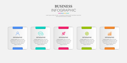 Business infographic with 5 steps, options, parts or processes. Business data visualization