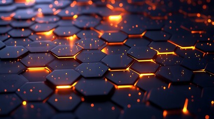Fototapeta premium Illuminated Hexagonal Grid Abstract Technology Pattern