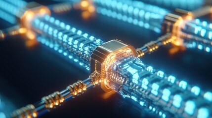 Abstract Futuristic Technology Network: Glowing Nodes and Connections