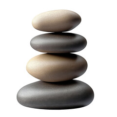 Stacked smooth stones representing balance on transparent background