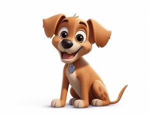 Naklejka premium Cute cartoon puppy with a joyful expression and playful demeanor