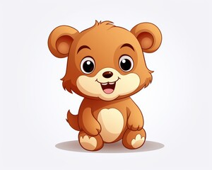 Cute Cartoon Bear Character with Cheerful Expression and Big Eyes