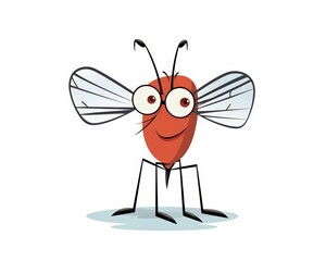Cute Cartoon Style Fly Character with Big Eyes and Smiling Face
