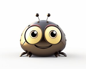 Cute Cartoon Insect Character with Big Eyes and Friendly Smile