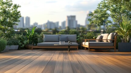 Serene Rooftop Oasis: Cityscape View