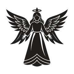 Christmas Angel Silhouette Vector Illustration for Holiday Designs and Seasonal Decorations