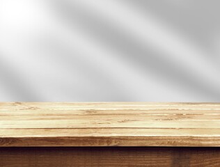 Wooden table top and wall background