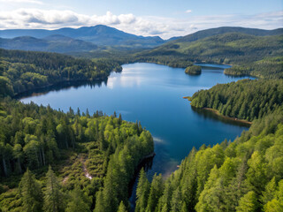 Fototapeta premium lake and mountains. lake, mountain, landscape, water, nature, mountains, reflection, sky, forest, river, park, tree, canada, clouds, view, trees, travel, new zealand, mirror, summer, scenic, rock, gre