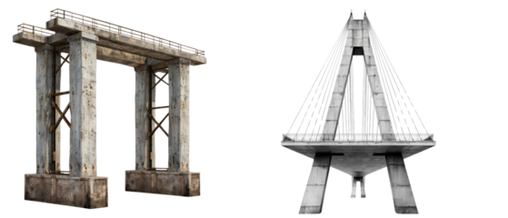 Collection of Detailed View of Concrete Bridge Structures and Support Design