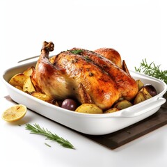 Succulent Roasted Chicken with Vegetables on a Festive Platter