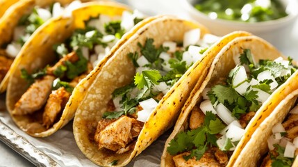 Smoky Chicken Tacos with Cilantro and Onion Toppings