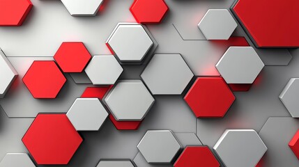 Modern grey and red hexagon pattern abstract background design