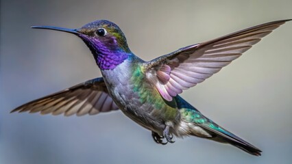 Fototapeta premium A Vibrant Hummingbird in Flight, Showing Its Colorful Plumage and Delicate Wings