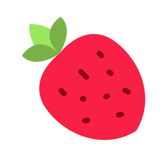 Flat Design Strawberry Fruit Illustration &ndash; Fresh Strawberry Vector Icon