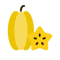 Flat Design Starfruit Illustration &ndash; Yellow Carambola Fruit Vector Icon