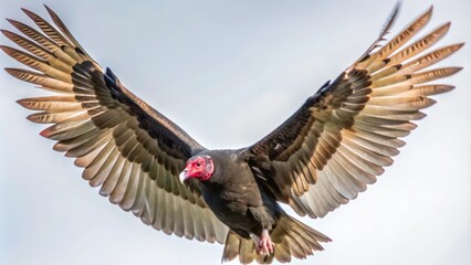 Turkey Vulture in Flight with Wings Spread Wide