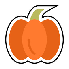 Modern Flat Pumpkin Vector Illustration with Bold Outline