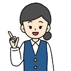 事務の女性がガッツポーズをしている