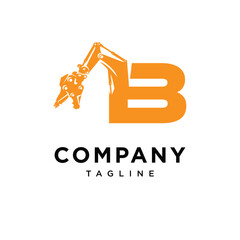 Letter B Demolition Excavator logo icon vector
