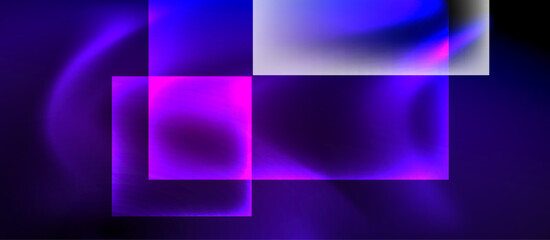 Obraz premium Glass squares with neon shiny light abstract background