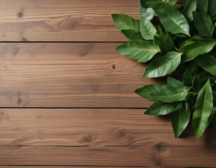 Individual Bay Laurel Leaves on a wooden surface, botanical leaves, herbaceous leaves