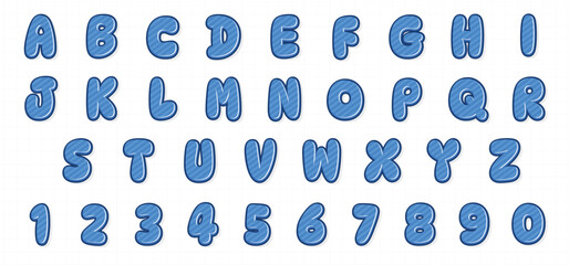 blue font alphabet number with cute kids style © Fuadi Alhusini