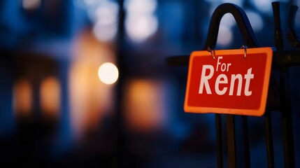 For rent sign displayed on a residential building, symbolizing opportunities for new beginnings and the dynamic nature of urban living