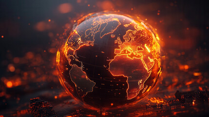 Obraz premium glowing digital globe representing neural network and global connectivity