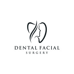 Dental Dentist Dentistry Facial Logo Design, Beautiful Woman's Face Icon Vector